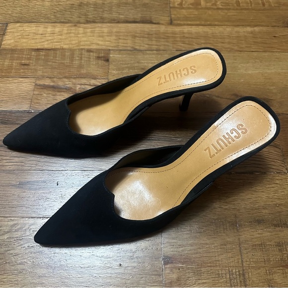 SCHUTZ Buffy Mid Stiletto Black Pump Size 5 - Picture 4 of 6